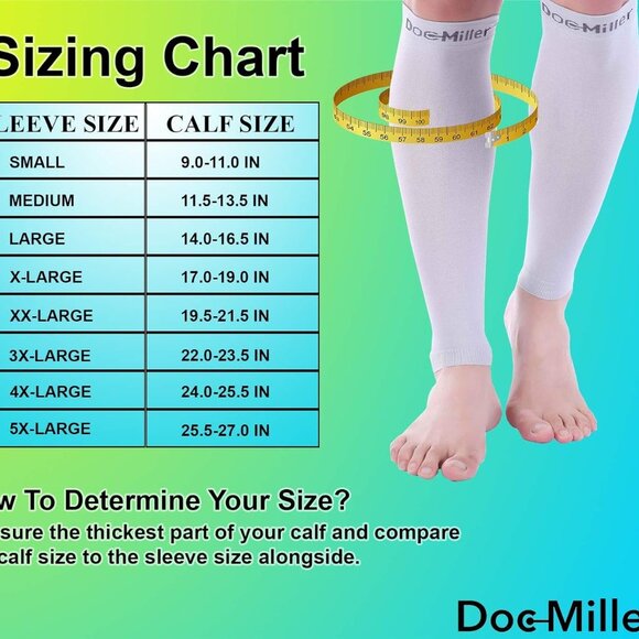 Doc Miller Compression Calf Sleeve Large Gray * 2 Pairs * - Picture 4 of 4